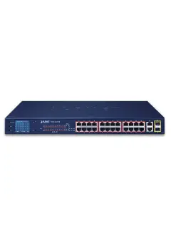 Planet 24-Port 10/100TX 802.3at PoE + 2-Port Gigabit TP + 2-Port SFP Ethernet Switch with LCD