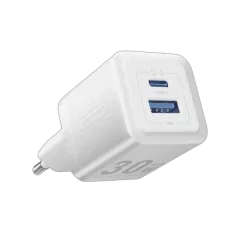 Vention 2-Port USB (C A) GaN Charger (30W 30W) EU-Plug, White