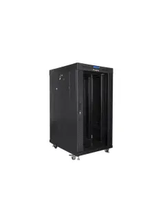 Lanberg 22U/800X800 Rack Cabinet 19" Free-Standing (Flat Pack) With Glass Door Black (includes LCD