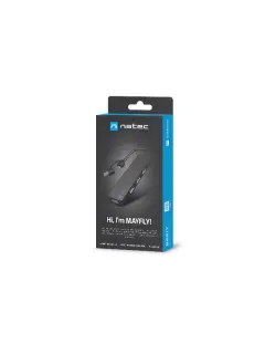 Natec USB-C 3.0 Hub Mayfly 4-Port Black + USB-A Adapter