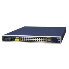 Planet Industrial L3 24-Port GbE RJ45 802.3at PoE 4 Ports Shared 1G Open Slot SFP Managed Ethernet Switch (-40~75C)