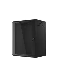 Lanberg Rack Cabinet 19" Wall-Mount 15U/600X450 (Flat Pack) With Glass Door Black V2