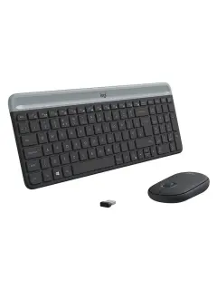 Tipkovnica + Miš Logitech MK470 Slim, bežična, HR, graphite, 920-009204
