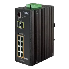 Planet Industrial 10-Port (8x 1GbE RJ45 15W Port POE (130w) 2x 100 1000 SFP Slots) L2 Managed Switch (-40 to 75 C)