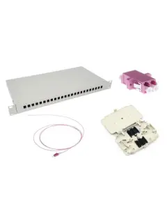 NFO Patch Panel 1U 19" Closed - Multimode 24x LC OM4 Duplex Adapter Pigtail kazeta SET