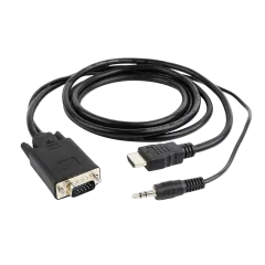 Gembird HDMI to VGA and audio adapter cable, single port, black 1,8m