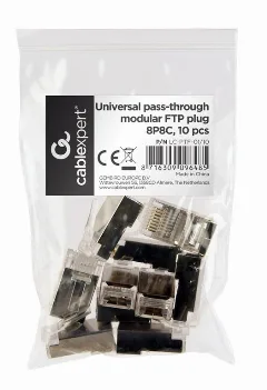 Gembird Cat5e Cat6 pass-through modular FTP plug 8P8C, 10 pcs