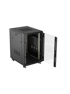 Lanberg 18U/600X800 Rack Cabinet 19" Free-Standing (Flat Pack) With Glass Door Black + Ventilation