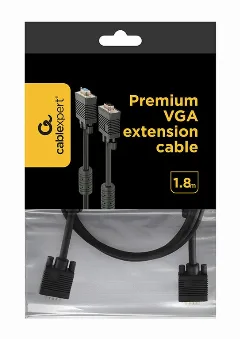 Gembird Premium dual-shielded VGA extension cable with ferrite cores, 1.8 m