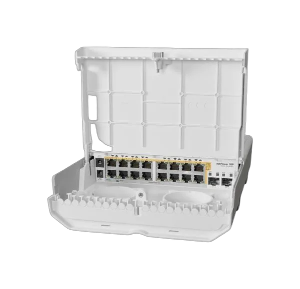 MikroTik (CRS318-16P-2S OUT) vanjski 18-portni mrežni prekidač s 16 Gbit PoE-out portova i 2 SFP porta
