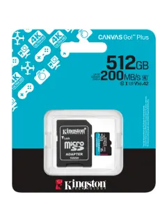 Kingston microSD, Canvas Go! Plus, R200/W160, 512GB