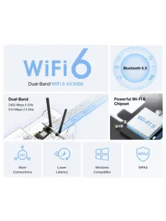 Mercusys AX3000 Wi-Fi 6 Bluetooth 5.3 PCIe Adapter