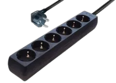 Transmedia 6-way Schuko Outlet power strip. Black
