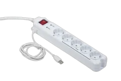Gembird Surge protector with Master Slave function, white color