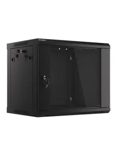 Lanberg 9U/600X450 19" Wall-Mount (FLAT PACK) Rack-Cabinet With Glass Door Black