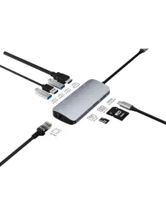 Asonic 8u1 USB C na HDMI, LAN, U3.0/Tip C, SD čitač