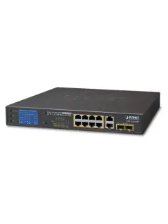 Planet 8-Port 1GbE RJ45 802.3at PoE 2 Port 1GbE RJ45 2-Port 1G SFP Switch with LCD Monitor