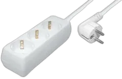 Transmedia 3-way power strip, white 1,4m