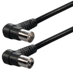 Transmedia IEC plug to IEC jack, Angled, 1,5m, Black