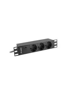 Lanberg Power Distribution Unit (PDU) 10" 1U 16A 2M 3X Schuko, Input cable schuko, Black