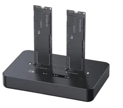Gembird Desktop dual drive USB Type-C M.2 NVME (and SATA) SSD docking station, black