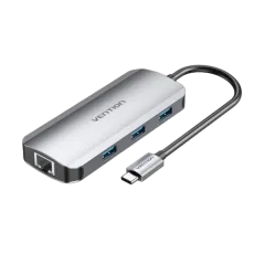 Vention USB-C to HDMI USB 3.0x3 RJ45 PD Docking Station 0,15m
