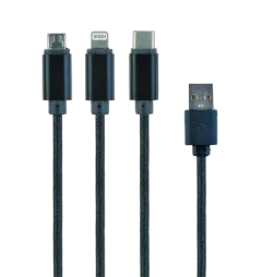 Gembird USB 3-in-1 charging cable, black, 1m
