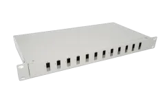 NFO Patch Panel 1U 19" - 12x SC Duplex, Closed, 1 tray, Light grey