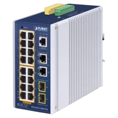 Planet Industrial 16-Port GbE 802.3at PoE 2-Port 100 1000X SFP Wall-mounted Managed Switch