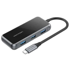 Vention USB-C to HDMI USB3.0*3 RJ45 PD Docking Station 0.15m Gray