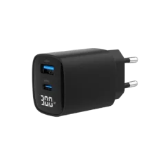 Gembird 2-port 30W USB fast charger, LCD, black