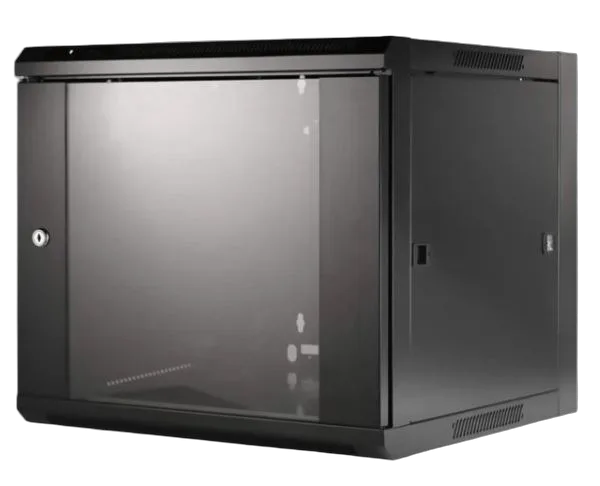 Intellinet 19" Wallmount Cabinet, 9U, 600 mm (23.6 in.) Depth, Black