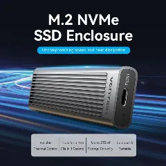Vention M.2 NVMe SSD Enclosure (USB 3.1 Gen 2-C) with Heat Sink Gray Aluminum Alloy Type