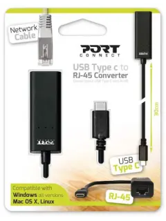 Port adapter USB-C M -> RJ45 F