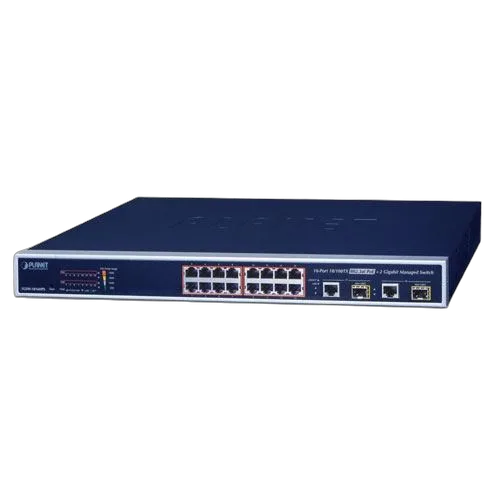 Planet 18-portni web managed PoE switch (16x 100Mbps 802.3at PoE (220W), 2x 1G TP SFP combo switch)