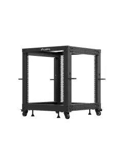 Lanberg Open Rack 19" 12U 600X600-1100 Adjustable depth Black
