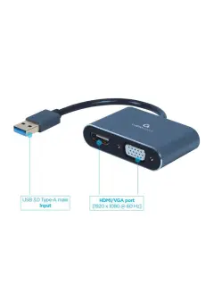 Gembird USB to HDMI VGA display adapter, space grey