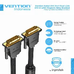 Vention Cotton Braided DVI-D (24 1) Male to Male Cable 5m, Black
