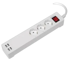 Transmedia Smart 3-way produžna letva s 4 USB utora za punjenje (ukupno 5V 2,1A)
