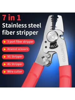 Comptyco 7-in-1 Multi-functional Fiber Optic Stripper with Scissors 3-Port Stripper for Efficient