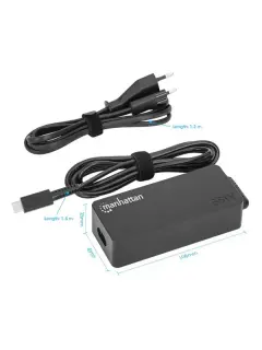 Manhattan punjač za laptop 65 W USB-C, crni