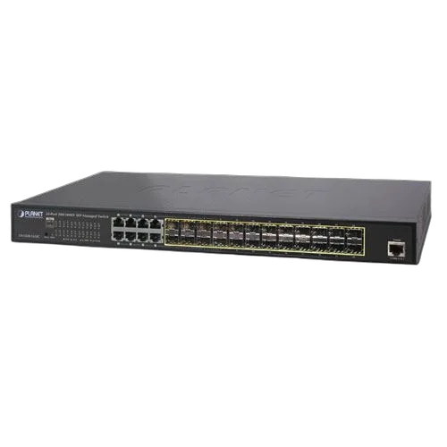 Planet L2 24-port 100 1000X SFP 8-port Shared TP Managed Switch Redundant AC DC Power