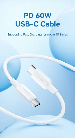 Vention USB 2.0 Type-C Male to Type-C Male 5A Cable 1M White Aluminum Alloy Type