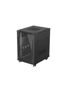 Lanberg 18U/600X800 Rack Cabinet 19" Free-Standing (Flat Pack) With Glass Door Black + Ventilation