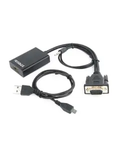 Gembird VGA to HDMI adapter cable, 0,15m, black