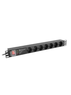 Lanberg Power Distribution Unit (PDU) PRO 19" 1U 16A 2M 7X Schuko Outlets SPD-3MP Black