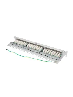 Lanberg Patch Panel 24 Port 1U 19" CAT.6 FTP With Cable Organizer Shielded Grey