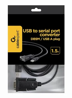 Gembird USB to DB9M serial port converter cable, black, 1.5 m