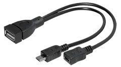 Transmedia Micro-B male Micro-B female to USB-A female, 0,2 m