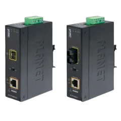 Planet Industrial 1G Open slot Optical SFP to 1GbE RJ45 802.3at PoE Media Converter (-40 to 75C)